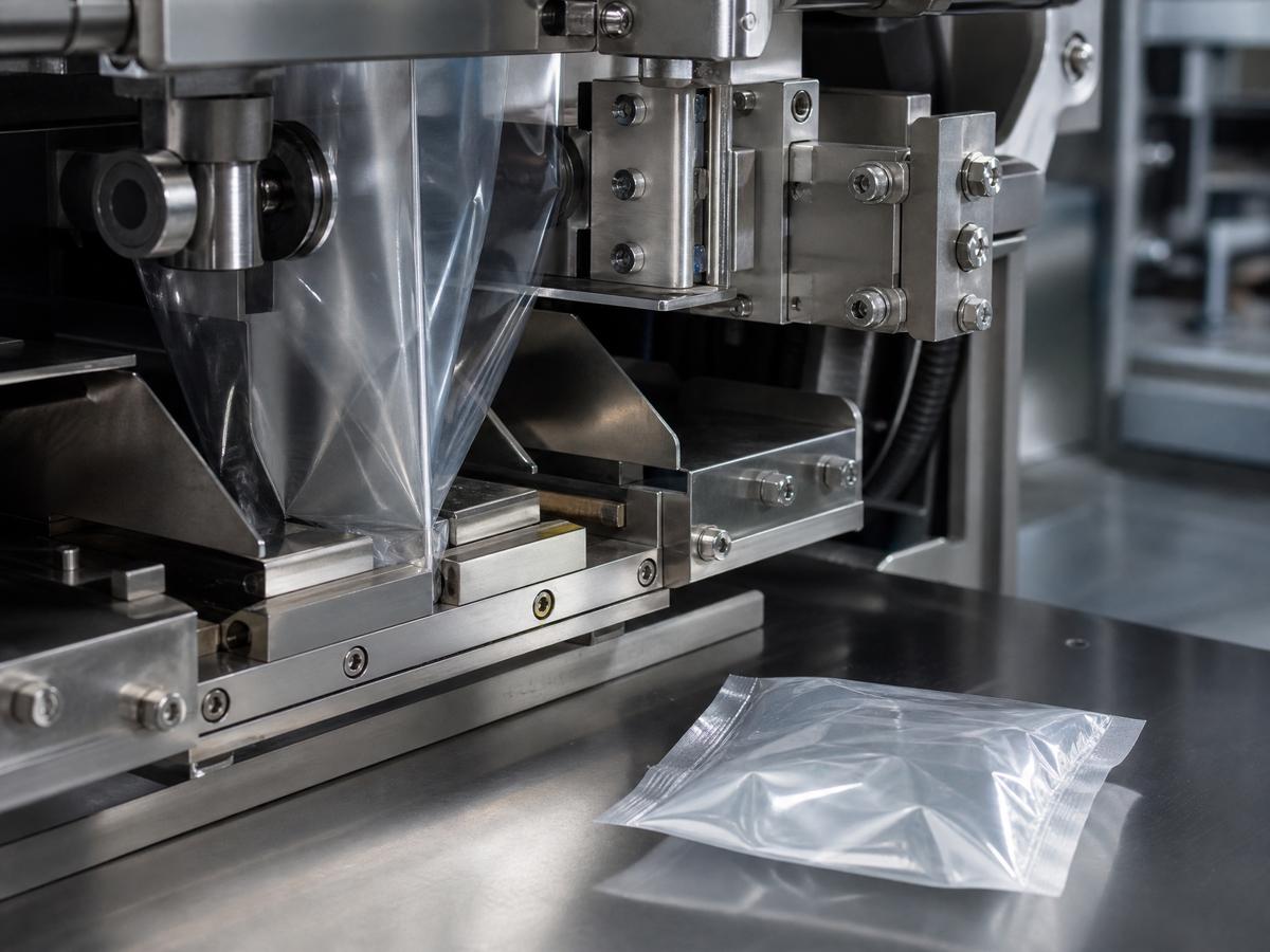 Detail of packaging machine forming and sealing area
